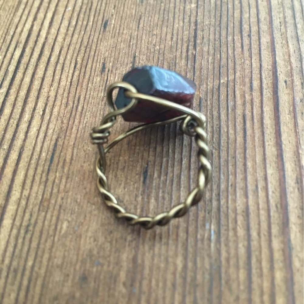 Garnet Nugget Ladies Wire Wrap Ring, Handmade Ladies Rings - Picture 2 of 5